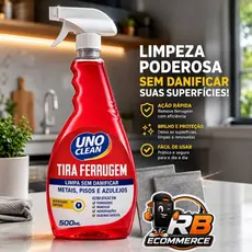 Spray Tira Ferrugem Uno Clean 500Ml Metal Inox Azulejo Rejunte Ferragens Piso Oxidacao Remove Fácil