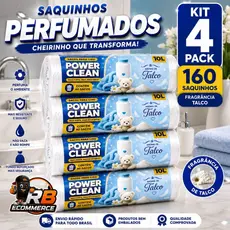 Kit 4 Pack Saco de Lixo Perfumado Talco 10L 160 Sacos Reforçados Pia Banheiro Antiodor