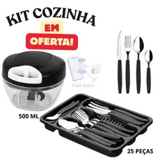 Processador Triturador Manual de Alimentos E ou Conjunto de Talheres Com Organizador Gaveteiro