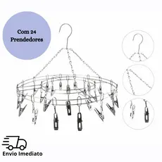 Varal 24 Prendedores Roupa Bebe Calcinha Cueca Dobrável Inox