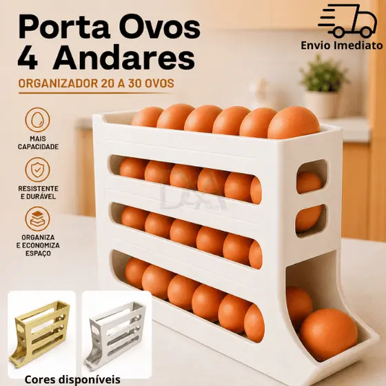 Porta Ovos Organizador Geladeira 4 Andares Dispenser 20 a 30 Ovos
