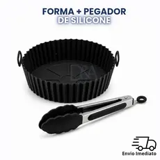 Kit Forma Para Air Fryer E Pegador Em Silicone Forno Cozinha