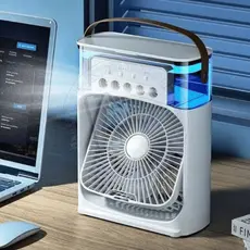 Resfriador De Ar Umidificador Ventilador Portátil Com Led Reservatório De Água