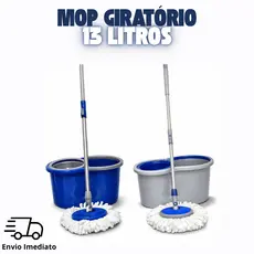 Mop Com Centrifuga Com Refil de Microfibra e Cabo em Inox 13 Litros