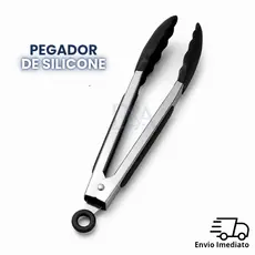 Pegador Inox Silicone Cozinha Churrasco Salada Alimentos Resistente Ao Calor