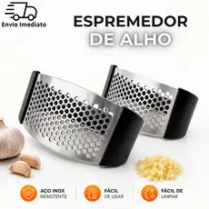 1 Ou 2 Espremedor De Alho Premium Inox Amassador Prático E Fácil Ideal Para Seu Dia Na Cozinha