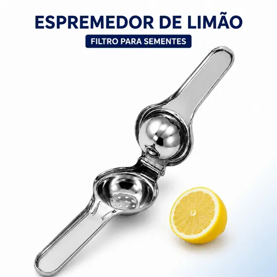 Espremedor de Limão Manual Inox Resistente com Filtro para Sementes