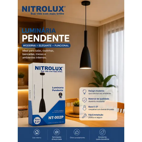 Pendente Decorativo Branco E27 com Madeira – Moderno para Sala, Cozinha e Área Gourmet
