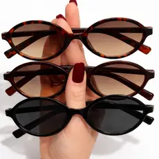 Óculos de Sol Vintage Leopardo Feminino Armação Aro Oval Luxo Moda Proteção UV400