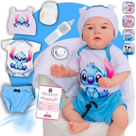 Bebê Reborn Menino Boneco Lindo Original Realista de Silicone Pode Dar Banho - Variações