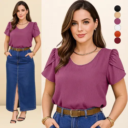 BLUSA FEMININA MODA CASUAL LINDA BLUSAS FEMININAS ELEGANTE SOLTINHA BLUSINHA FEMININO EVANGELICA MODERNA BASICA VERÃO
