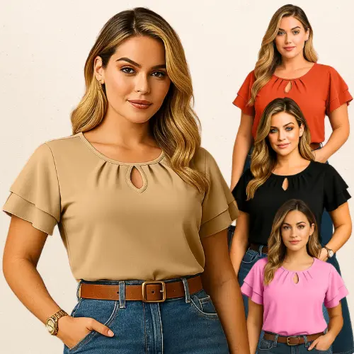 BLUSA FEMININA MANGA DUPLA MODA ELEGANTE CONFORTÁVEL CREPE PREMIUM BLUSAS BLUSINHA FEMININAS FEMININO VERÃO BASICA LUXO