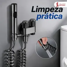 Ducha Higiênica com Derivação 2 Saídas em Aço Inox – Registro Super Luxo com 2 Modos de Limpeza