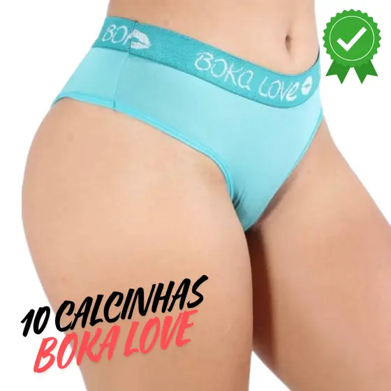 kit 10 Calcinhas 100% Algodão Lisa Cos Alto Tanga Cintura Alta Confortáveis Forro Em 100% Algodão