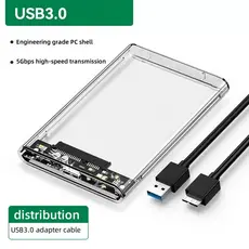 Gabinete Externo para HD/SSD SATA 2,5 Polegadas Transparente USB 3.0 com Cabo Removível