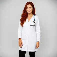 Jaleco Feminino Grau Tecnico Bordado Personalizado Manga Longa Oxford Branco
