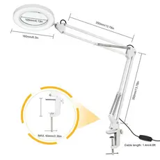 Luminária de Mesa Articulada Led Ring Light com Aumento 8x + Garra Escritório