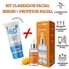 Kit Sérum Clareador de Melasma + Protetor Solar Uniformiza o tom da Pele Clareia Manchas Clareador Niacinamida Dermachem