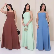 Vestido longo femenino en tecido sensorial