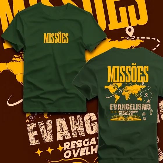 Camiseta Premium Camisa Unissex T-shirt Cristã ''MISSÕES'' Algodão