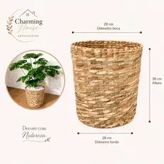 Cachepô de Taboa Natural Artesanal – Decoração Rústica para Plantas | Feito à Mão e Sustentável