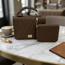 Kit Bolsa Transversal Matelassê + Carteira Feminina Compacta Chique