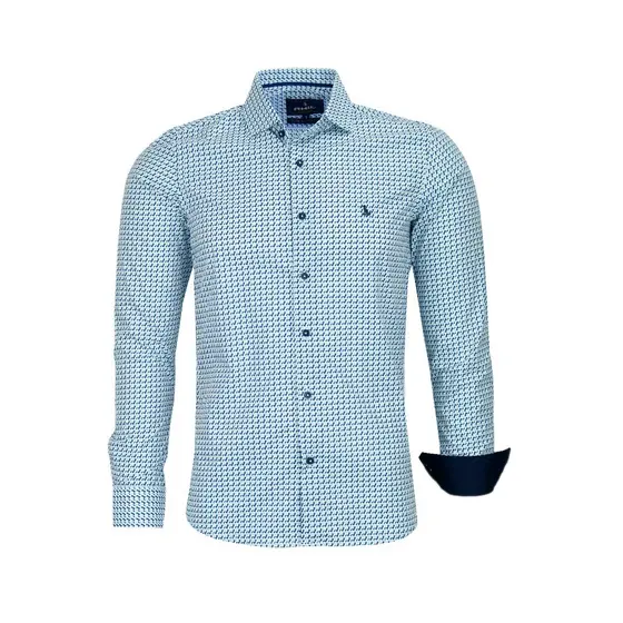 Camisa Estampada Social Masculina Amil Manga Cumprida Slim Algodão 1750