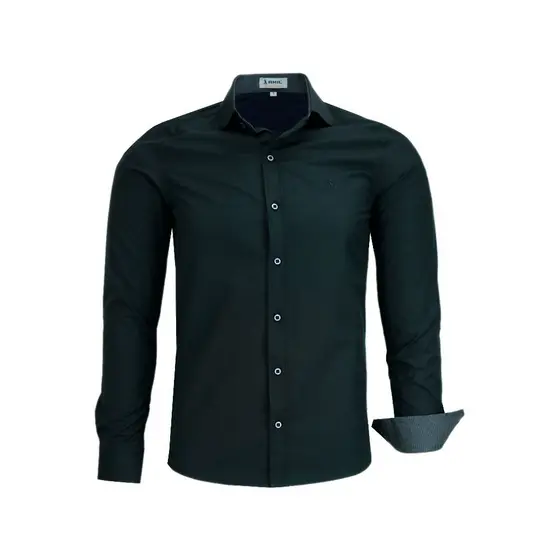 Camisa Social Amil Masculina Slim Liso Sem Bolso Fácil De Passar 1778
