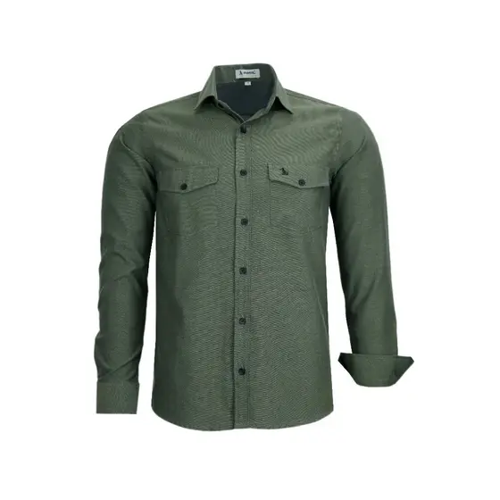 Camisa Social Amil Manga Longa 2 Bolsos Estilo Militar Fácil De Passar 1852