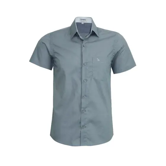 Camisa Social Amil Manga Curta com Bolso Comfort Tricoline Algodão 1900