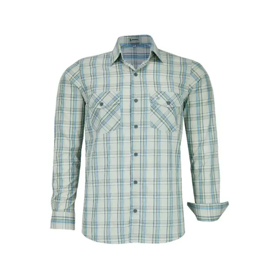 Camisa Xadrez Amil Mnga Longa 2 Bolsos Comfort 100% Algodão 1777