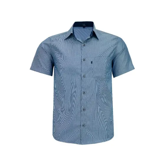 Camisa Listrada Social Manga Curta Lbl Com Bolso Não Amassa 3022