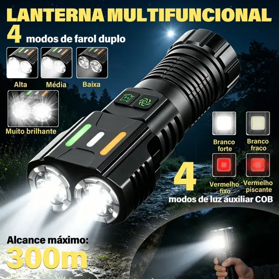 Lanterna Tática LED Recarregável USB-C 3000LM X900 P90 Militar IPX6 Magnética COB