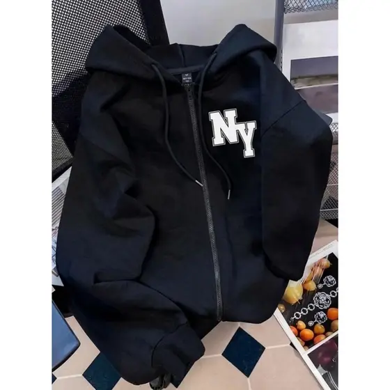 Jaqueta Moletom Masculina e Feminina Com Zíper New York NY – Blusa de Frio Com Capuz