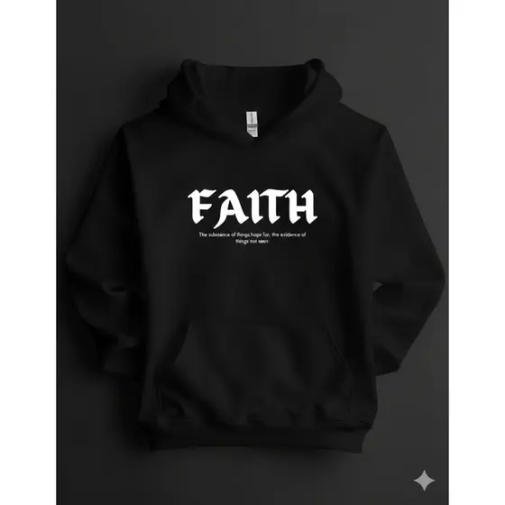 Moletom Faith Blusa de Frio com Capuz e Bolso Canguru Gospel Unissex Super Macio