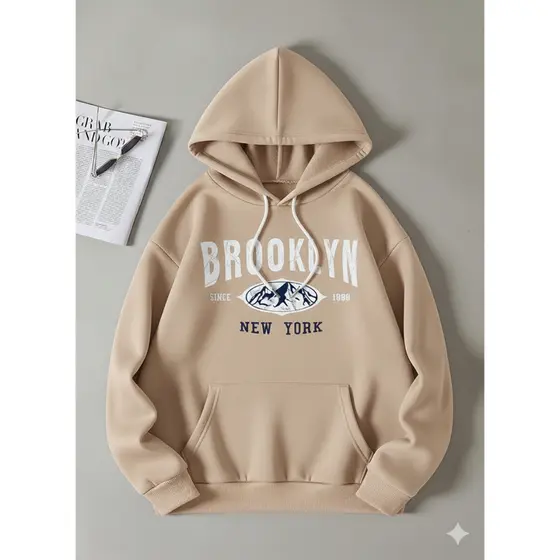 Moletom Brooklyn New York Original Blusa De Frio Canguru Com Capuz Oversized Premium Flanelado Unissex