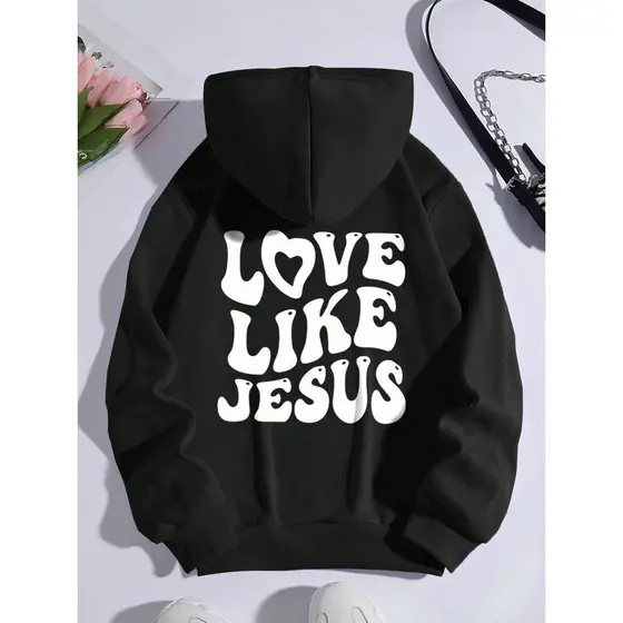 Moletom Feminino Oversized “Love Like Jesus”  Estética Cristã Pastel  Confortável e Estiloso