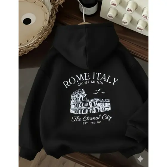 Moletom Com Capuz Rome Italy Blusa De Frio Canguru Premium
