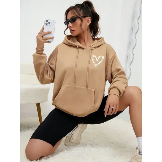 Moletom Canguru Feminino Estampa Coração Estilo Tumblr Gringa