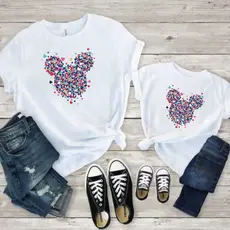 Kit Camisetas 100 % Algodão Mãe e Filha Colorida - Branca