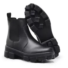 Coturno Bota Feminina Plataforma Elastico Lateral Tendencia Preto