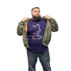 Camiseta Plus Size Básica Masculina Contorno Mickey