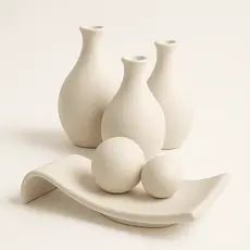 Kit Vaso Bojuda Mais Rampa Decorativa Planta Artificial Decoração Casa Sala 4 Peças