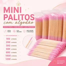 Palitos Com Algodão Alta Precisão Alinhamento Henna Limpeza Unha KIT 1200/1000/800/500/300/200/100 UN