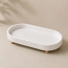 Bandeja Decorativa Canelada Premium para Lavabo Porta Perfumes Joias Chaves Decoração Minimalista Moderna