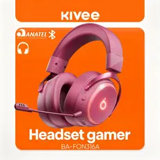 Kivee X Basike Headset Gamer Sem Fio Bluetooth com Microfone e Adaptador 2.4G Original FON316A