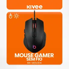 Kivee X Basike Mouse Gamer iluminação RGB design ergonômico confortável 2400 DPI MOU314