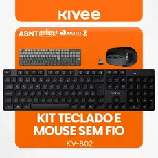 Kivee Kit Teclado Mouse Bluetooth Ultrafino Silencioso Sem Fio  ABNT2 Compatível Windows Android iOS