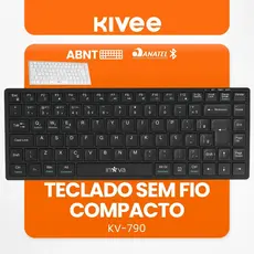 Kivee X Basike Teclado Bluetooth Sem Fio Ultra-Slim Recarregável Silencioso Plug and Play Compatível Android Windows Mac