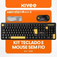 Kivee Conjunto Teclado e Mouse KV789 Sem Fio Baixa Latência Teclas Silenciosas Bateria Longa Duração